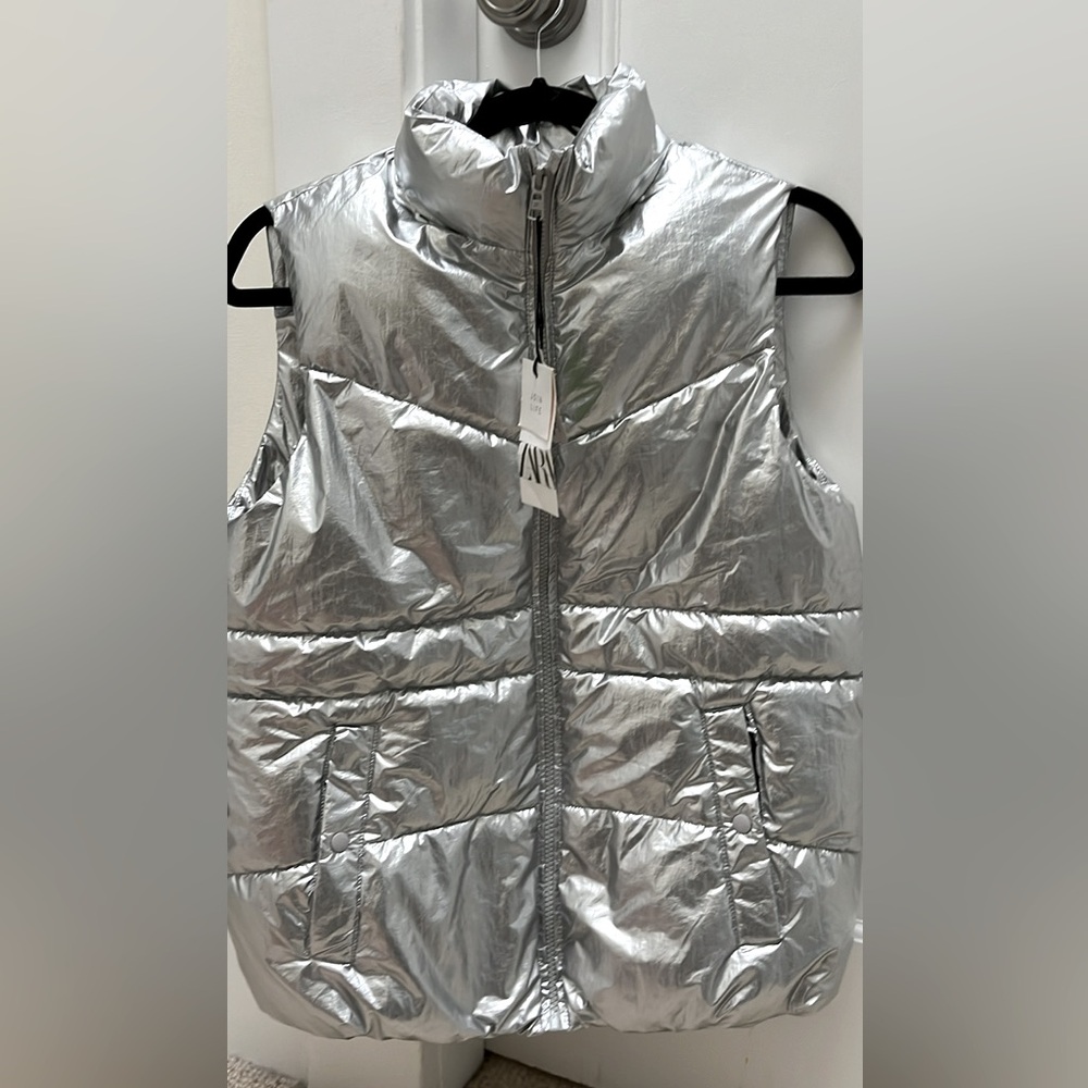 Zara Metallic Silver Vest Body Warmer